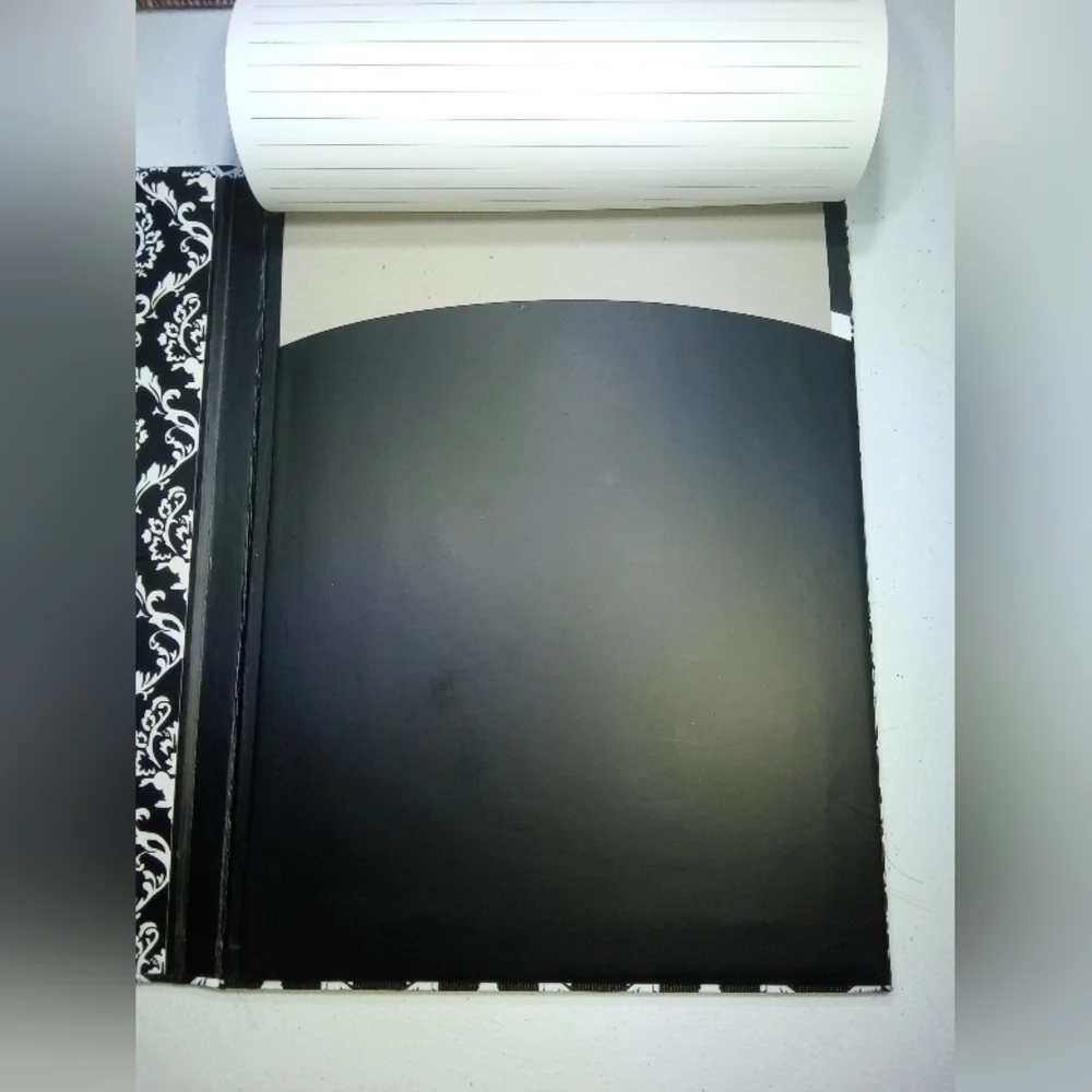 Monogrammed D Black White Aqua Damask Notebook File Legal Tablet Journal Folder